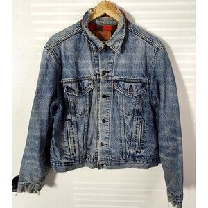 Vintage Levis Jacket Mens 44L Thrashed Blanket Lined Type 3 Denim USA Made 80s